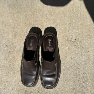 VTG Bass Tiona square toe loafer, slip on, dark brown leather size 7M